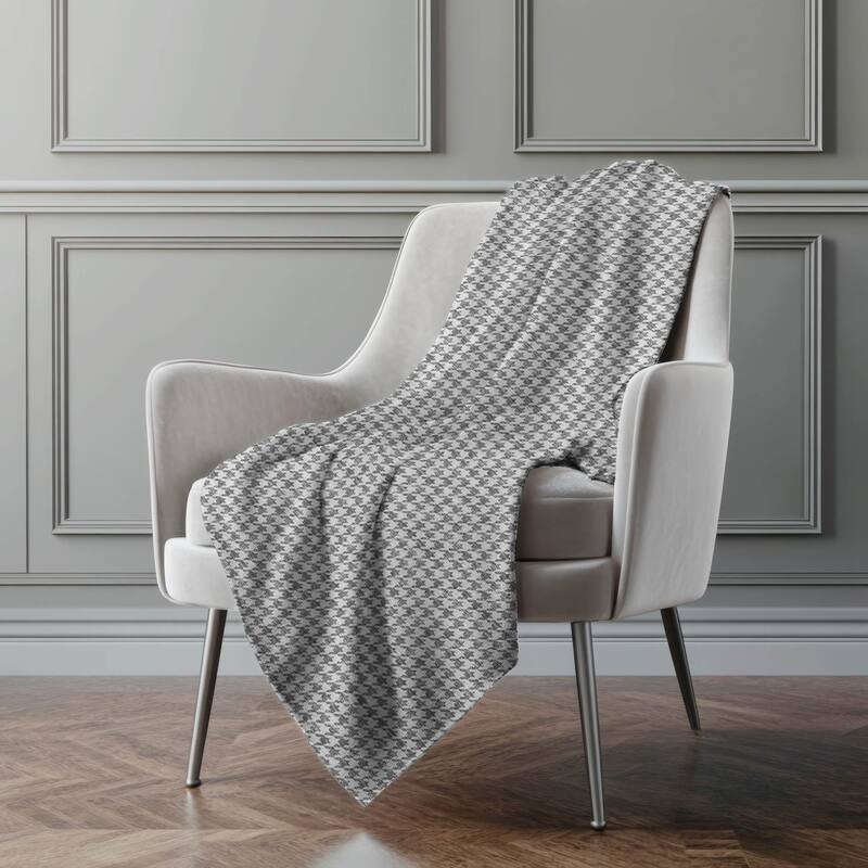 Premium Machine Washable ASB137 Modern Houndstooth Sherpa Throw Blanket