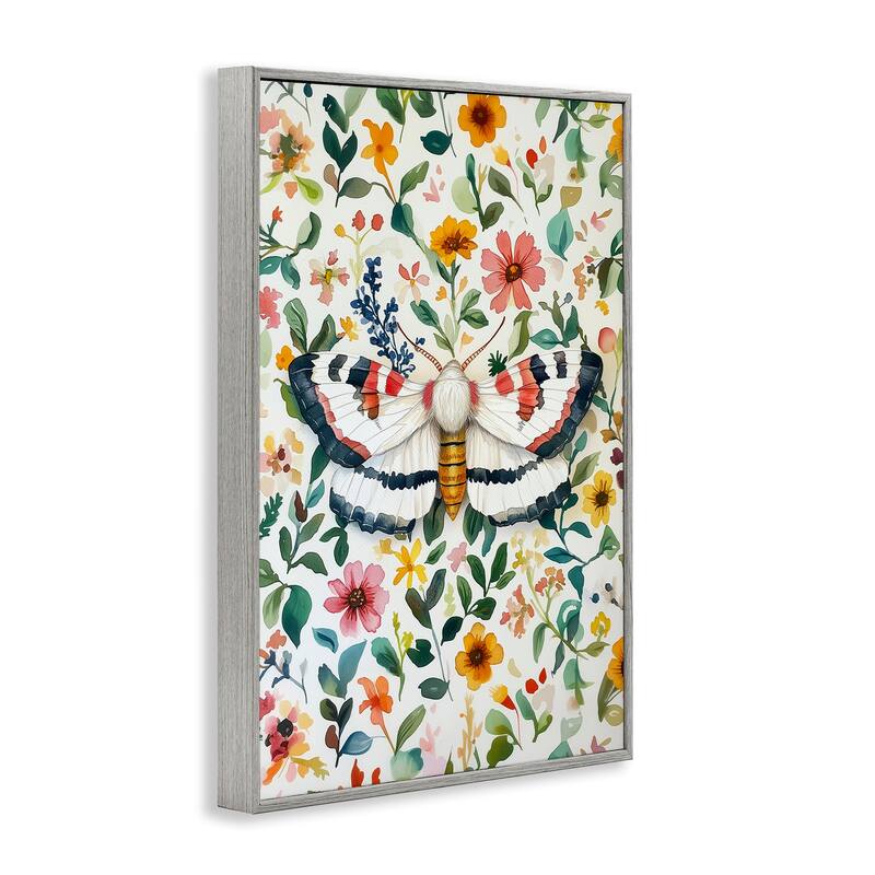 Stupell Butterfly & Bright Flowers Framed Giclee Art Design By The Dutch Lady