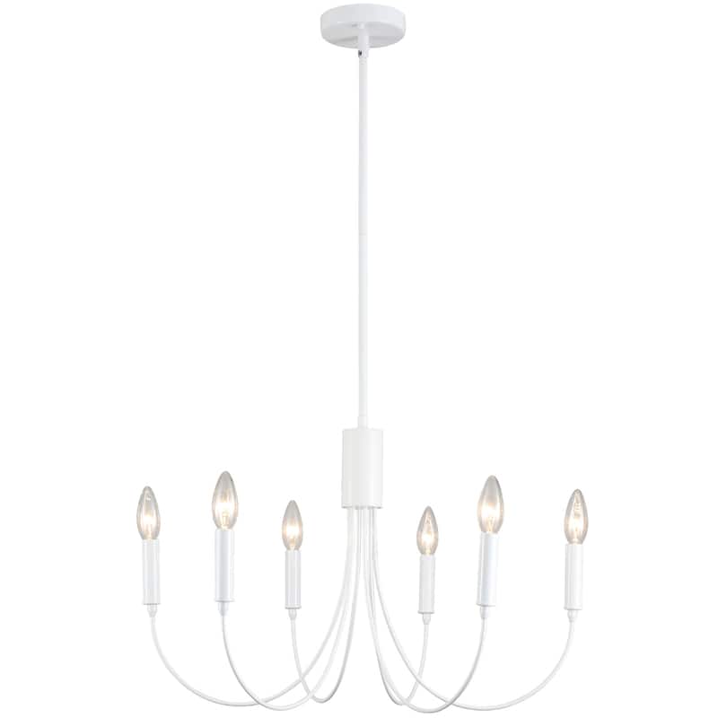 6-Light Modern Chandelier, Farmhouse Chandelier, Candle Style Chandelier for Dining Living Room Kitchen Island - 23.62"Dx8.86"H