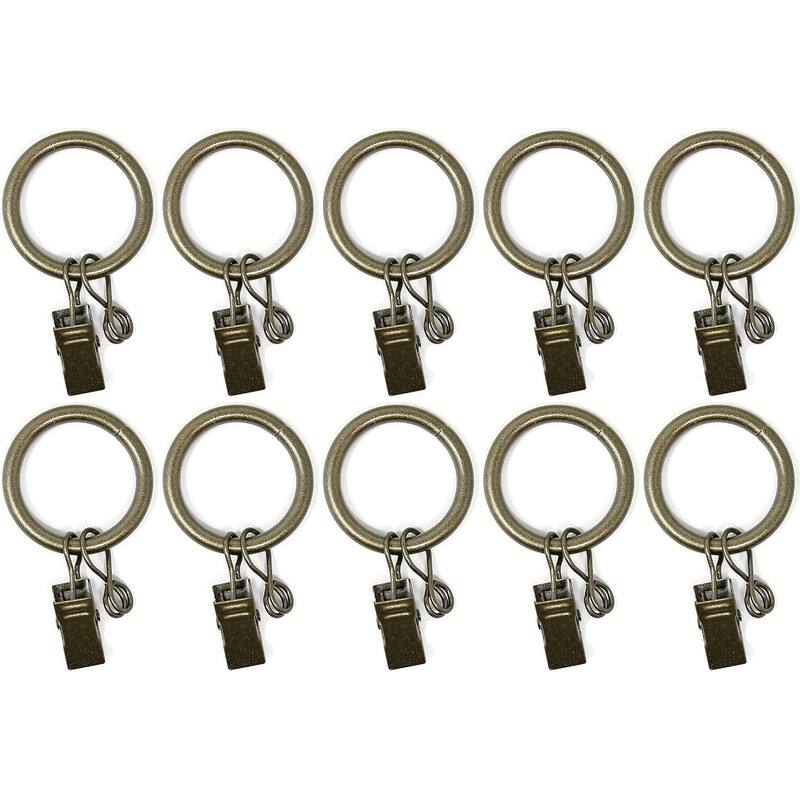 10PCS Solid Metal Window Drapery Curtain Panel Ring with Eyelet, 1" Inner Diameter, Fits Up to 3/4" Rod Multicolor - Antique Gold