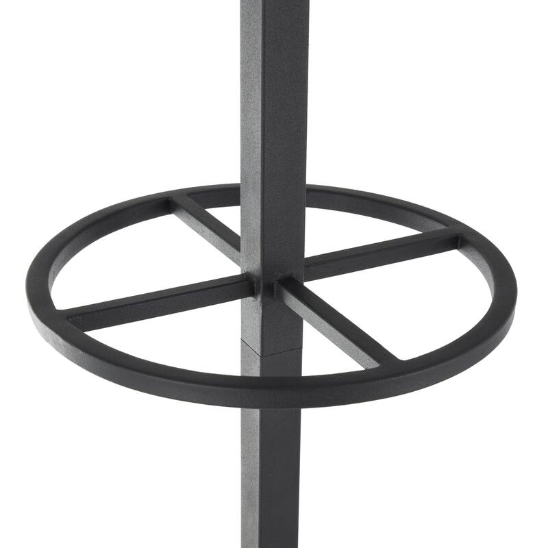Black Metal 8 Hook Coat Rack with Ached Legs and Circular Center Storage