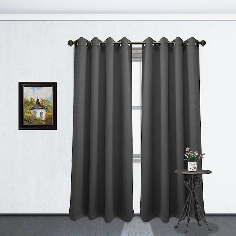 Blackout Window Curtain Panel, Grommet Drapes, 54x84 Tessa Single Panel - Dark Gray