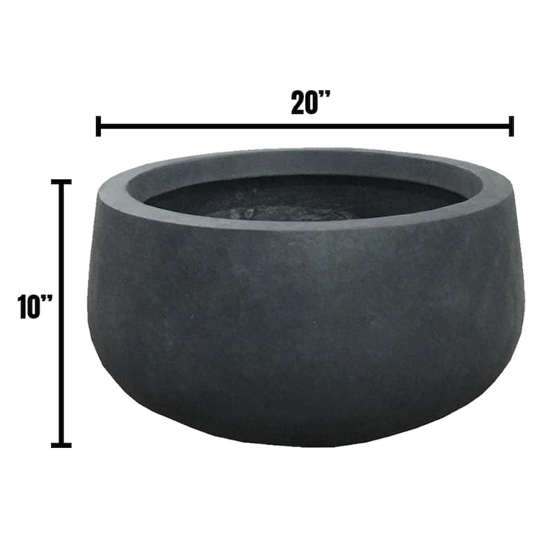 Durx-litecrete Lightweight Concrete Modern Low Bowl Cement Planter-Large - 19.7'x19.7'x9.8'