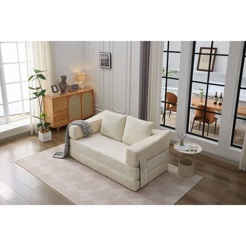 Fold-Out Sofa Bed Convertible Chair Floor Couch and Sleeping Mattress with Removable Backrest