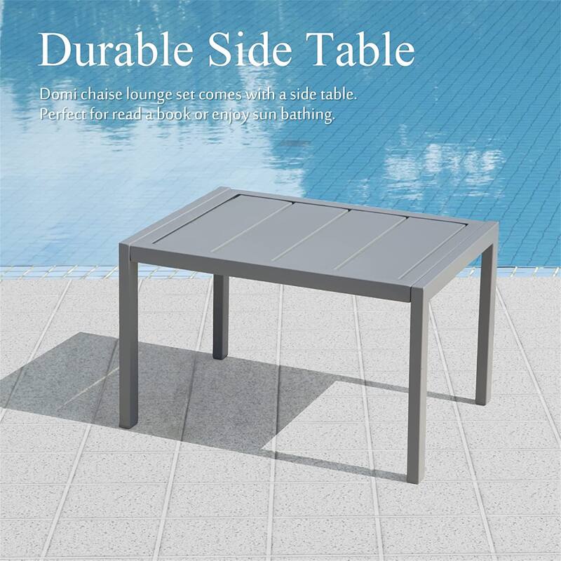 Chaise Lounge Set of 3, Lounge Chairs with Wheels, 5 Adjustable Position, Pool Lounge Chairs(2 Lounge Chairs+1 Table)