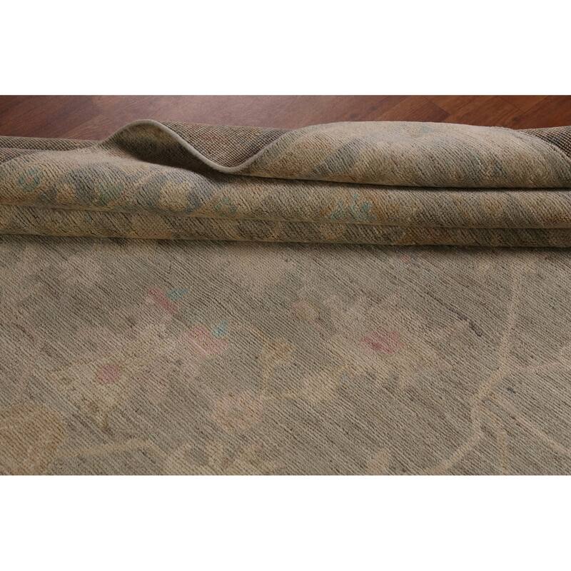 Earth Tone Oushak Vegetable Dye Turkish Rug Hand-Knotted Wool Carpet - 6'1"x 8'8"