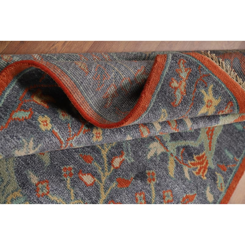 Hand Knotted Oriental 100% Wool Carpet Traditional All-Over Navy Blue & Blues Ziegler Area Rug - 5' 11'' X 4' 1''