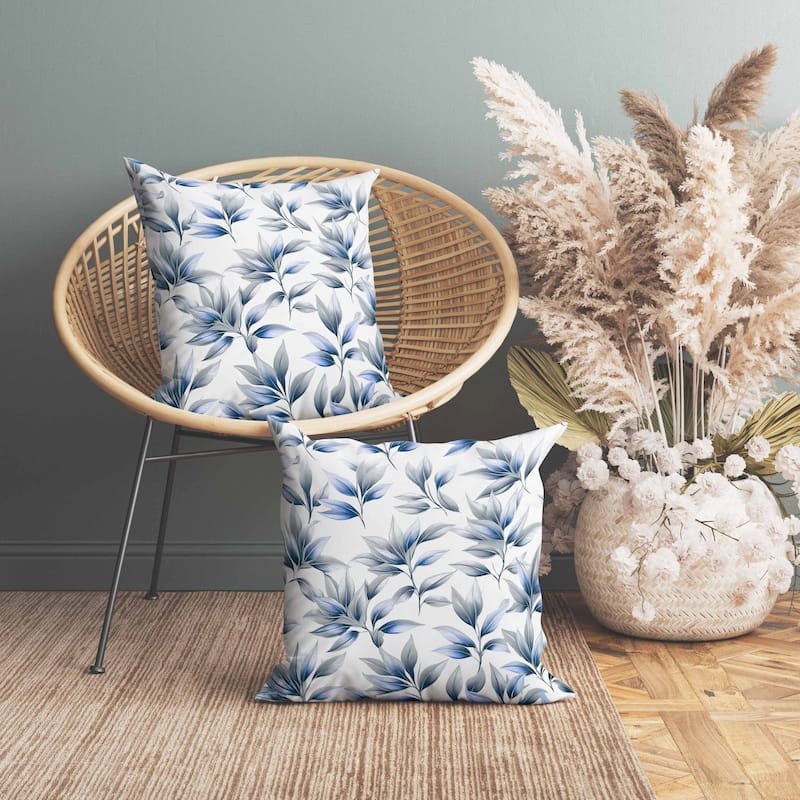 Enchanted Leaflet Faux Suede Reversible Throw Pillow Silver and Blue