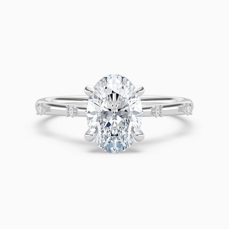 Auriya 14k Gold Petite Diamond Station Oval Lab Grown Engagement Ring 1.00 to 5.00 ct. tw. (F-G, VS) - 4.5 - 1.50 carats - White