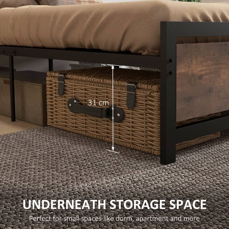 Full Size Metal Platform Bed with Strong Slat Support, Headboard & Footboard