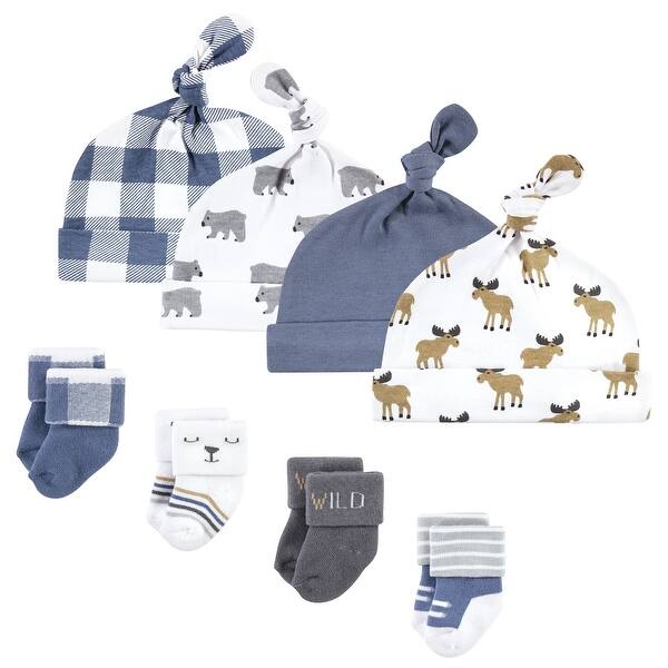 slide 1 of 1, Hudson Baby Infant Boy Cap and Socks Set, Woodland, 0-9 Months - Woodland 0-9 Months - Woodland