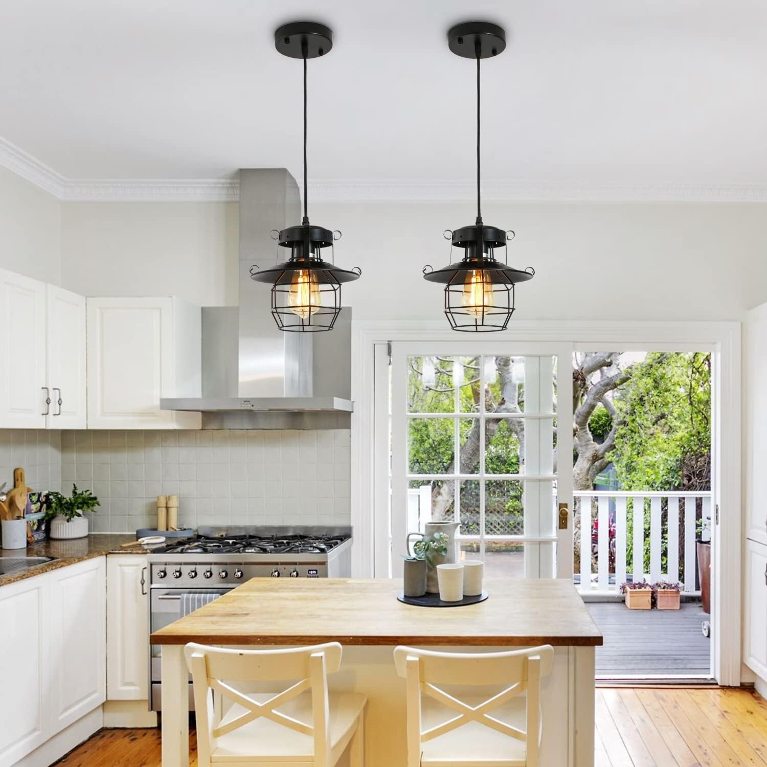 Vintage Farmhouse Pendant Light Rustic Metal Caged Pendant Lights 7.87 H x 4.72 W x 59.06 H Bed Bath Beyond 40584889