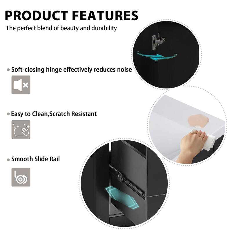 36'' Freestanding Bathroom Vanity with White Integrated Ceramic Sink