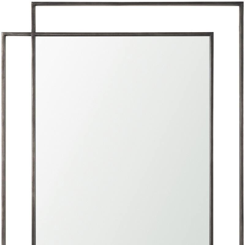 HomeRoots 43" Gray Metal Double Frame Accent Mirror - 31.50 in. x 43.25 in. x 1.75 in.