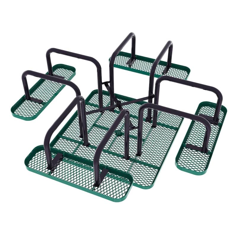 Commercial Grade Expanded Mesh Metal Outdoor Picnic Table with Anchors - 79.75"D x 79.75"W x 28.75"H