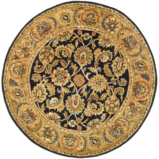 SAFAVIEH Handmade Classic Clotilda Traditional Oriental Wool Rug - 6' x 6' Round - Black/Gold