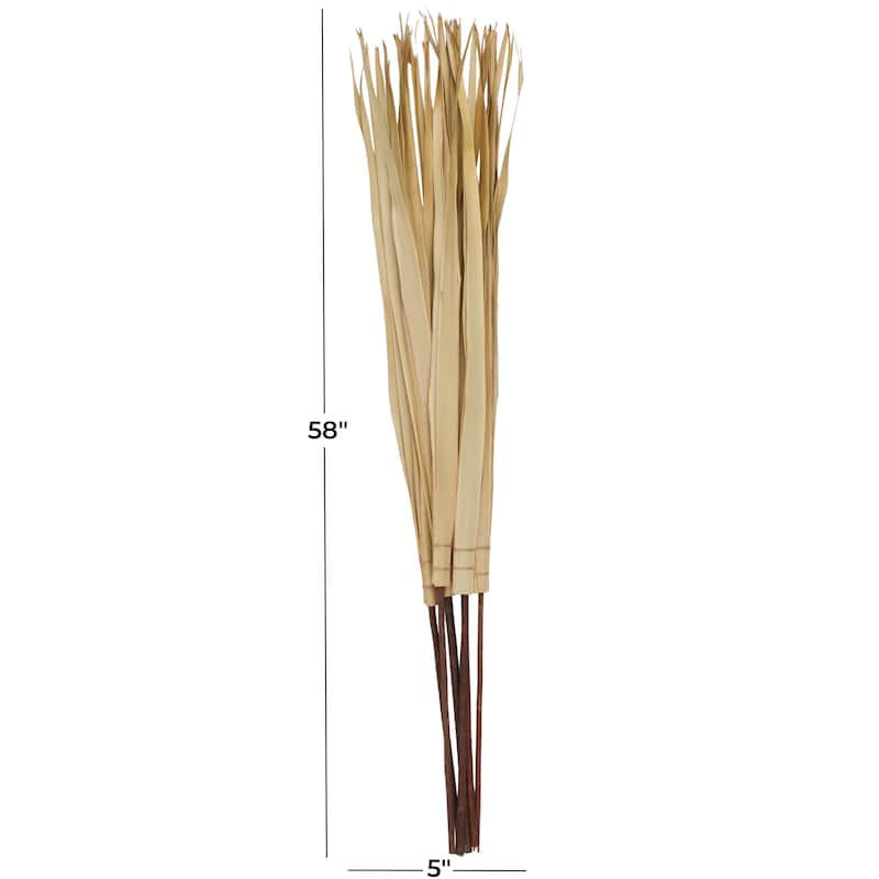 Palm Leaf Tall Home Decor Natural Foliage with Grass and Dark Brown Stems - Light Brown - Roche River Decor