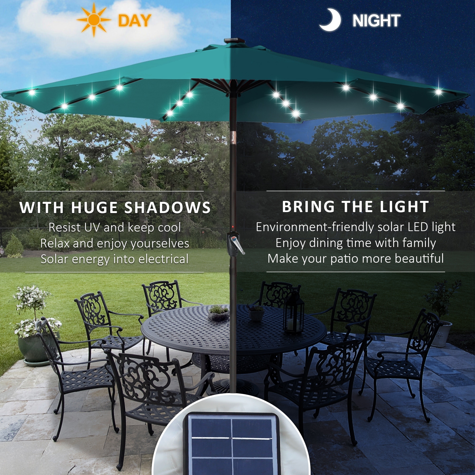 ABCCANOPY 7.5FT Outdoor Patio Solar Umbrella with 32LED Lights