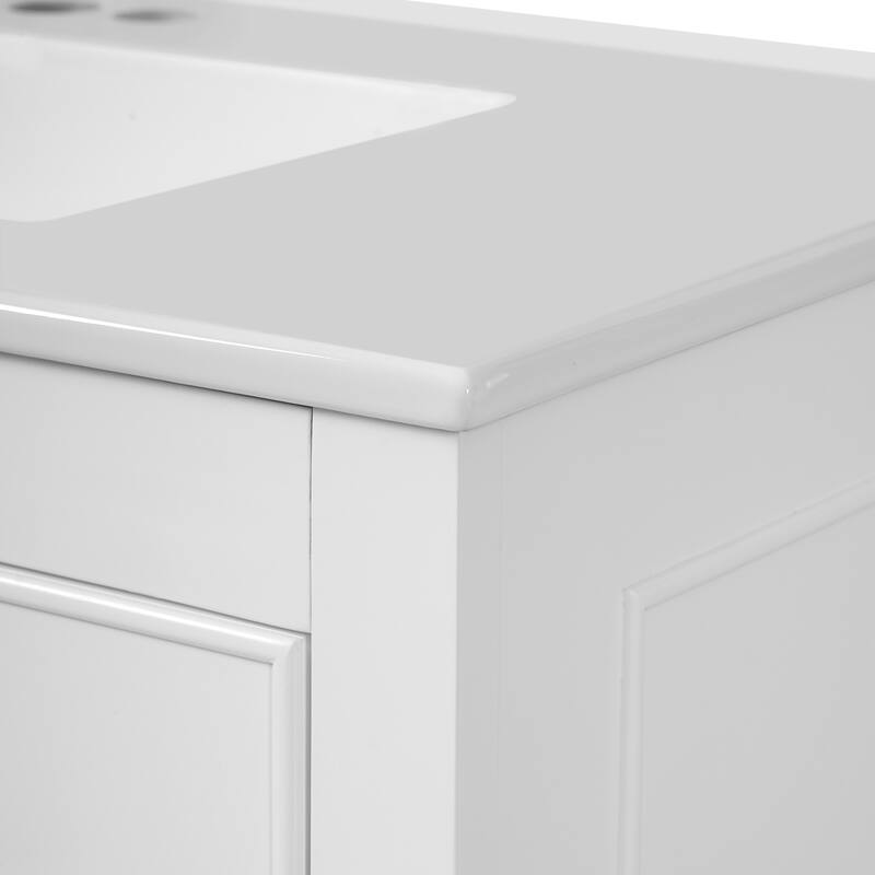 Modern White Bathroom Vanity with Ceramic Sink Combo