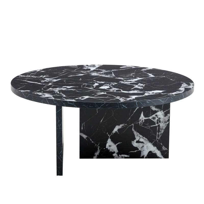 31.5in Versatile MDF Round Coffee Table, End Table for Living Room