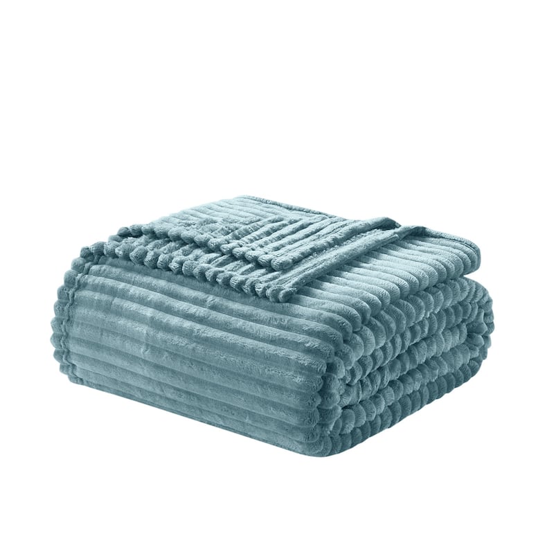 Nestl Cut Plush Fleece Throw Blanket - Lightweight Super Soft Fuzzy Luxury Bed Blanket for Bed - Twin (66"x90") - Stone Blue