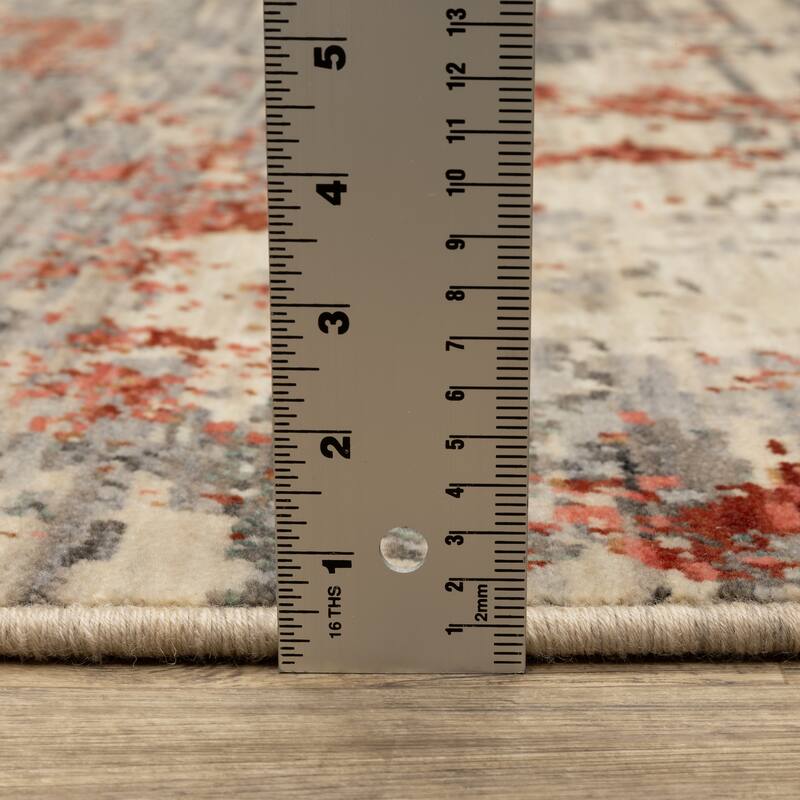 Style Haven Shiloh Pixelated Abstract Beige/Salmon Wool Blend Area Rug