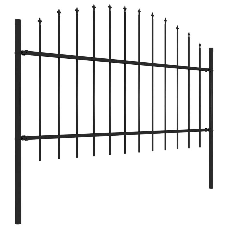 vidaXL Garden Fence with Spear Top Steel 11.2' Black