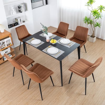 XINMICS Mid-century Modern Dining Chairs, Velvet Upholstered Metal Side Chair, Set of 2/4/6