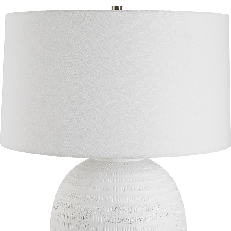 Urn Shaped Table Lamp with Tapered Large Round Shade - 28.5" - White