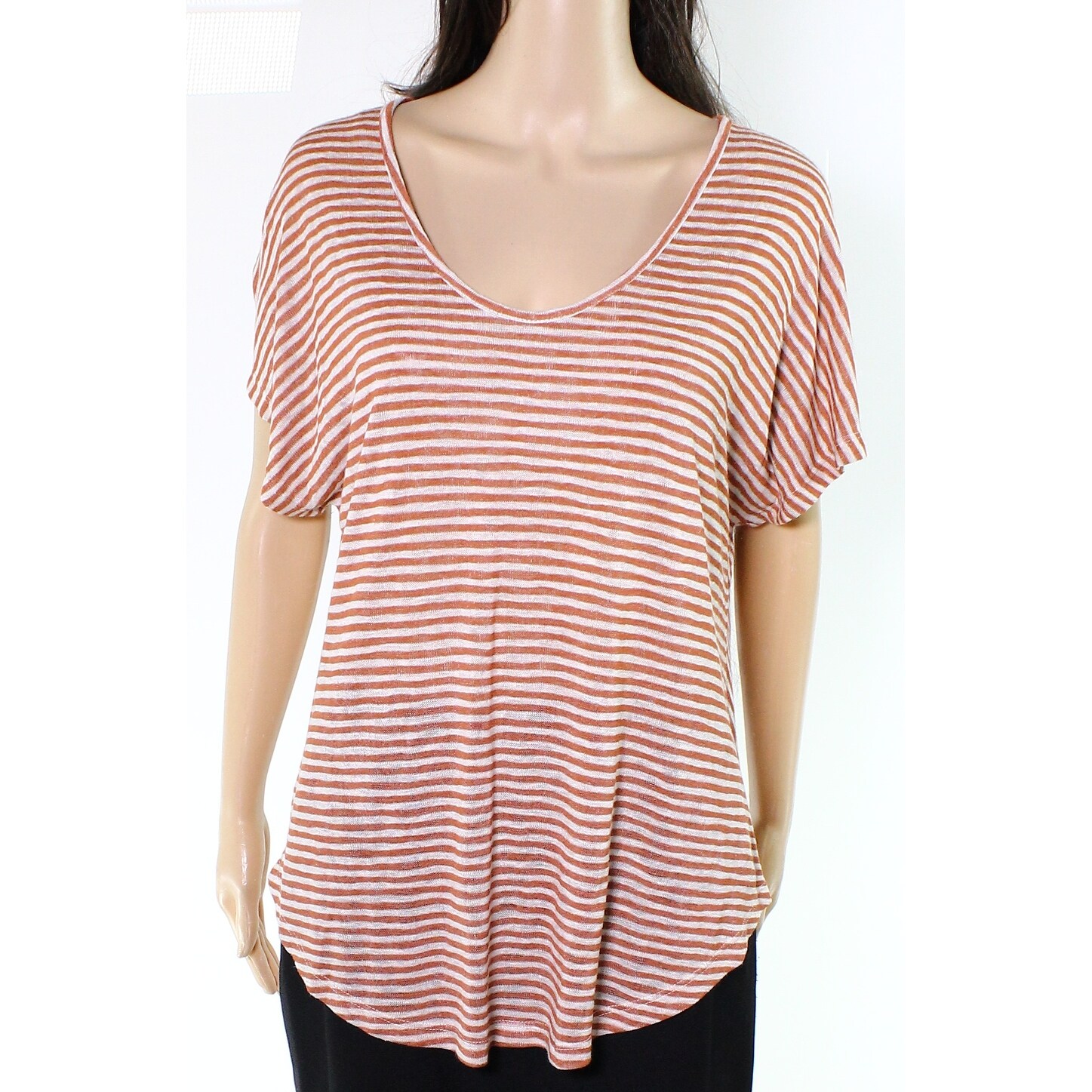 Shop W5 New Orange White Womens Size Xl Striped Round Hem Hi Lo