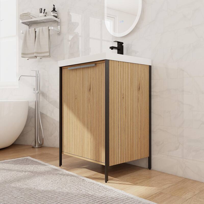 Beingnext 24"/30"/36"/48"/60" Bathroom Vanity with Sink, Freestanding Bathroom Vanity with Soft Close Door and Shelf