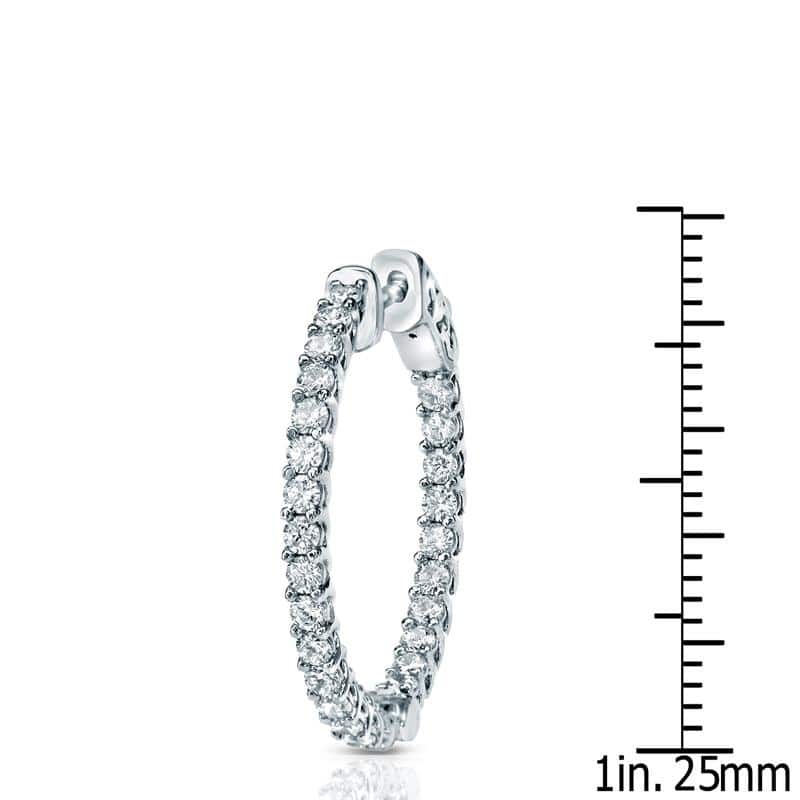 Auriya 14k Gold 2 1/2ctw Small or Medium Inside-out Diamond Hoop Earrings (H-I, SI1-SI2)