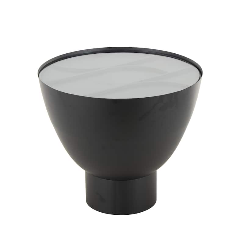 Metal Geometric Accent Table with Glass Tabletop and Elevated Base - Black - Roche River Decor