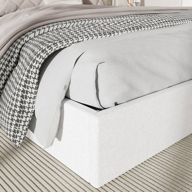 Modern Upholstered Lift-Up Storage Platform Bed with Headboard