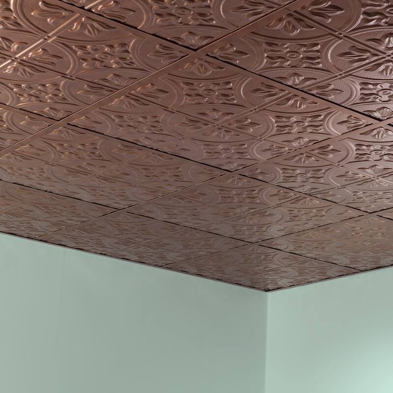 FASÄDE Traditional Style 2 Decorative Vinyl 2ft x 2ft Lay in Ceiling Panel in Antique Bronze (5 Pack)
