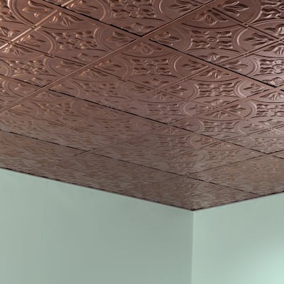 FASÄDE Traditional Style 2 Decorative Vinyl 2ft x 2ft Lay in Ceiling Panel in Antique Bronze (5 Pack)
