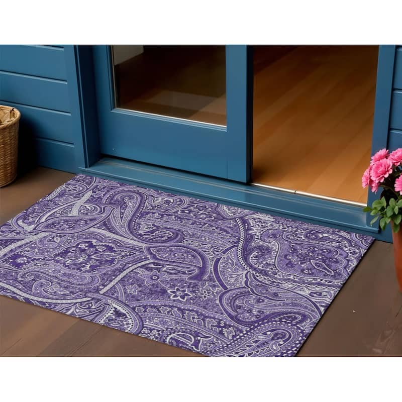 HomeRoots Paisley Traditional Rectangle Outdoor Rug - 3' x 5'