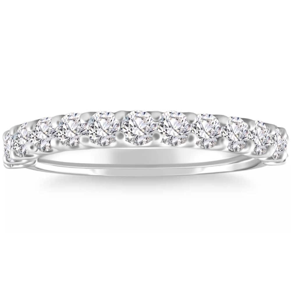 Bliss Diamond 1Ct TW Round Cut Diamond U Prong Wedding Ring Stackable Band Gold Lab Grown