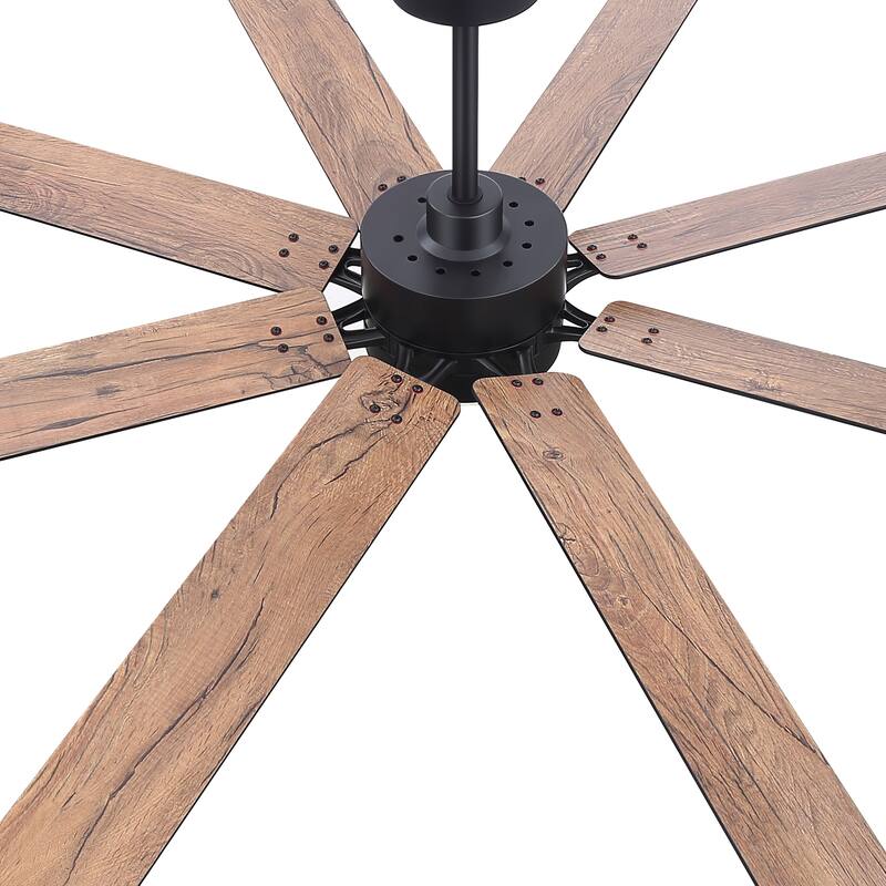72 Inch Black Large Ceiling Fan with Light and Remote(8-Blade) - Satin Nickel