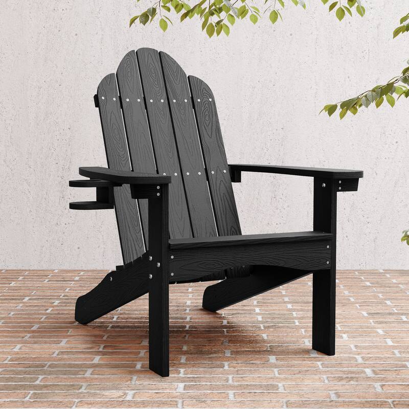 LUE BONA Outdoor Plastic Poly Weather Resistant Patio Adirondack Chair 1-Pack - 35"D x 30"W x 36.2"H