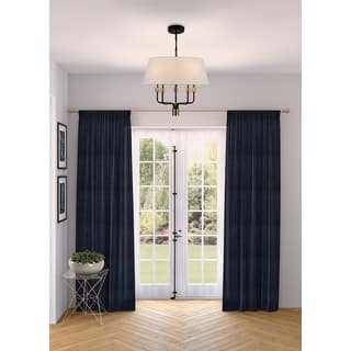 Artcraft Providence - 5-Light Pendant - Black with Brushed Brass Accent - Fabric Shade