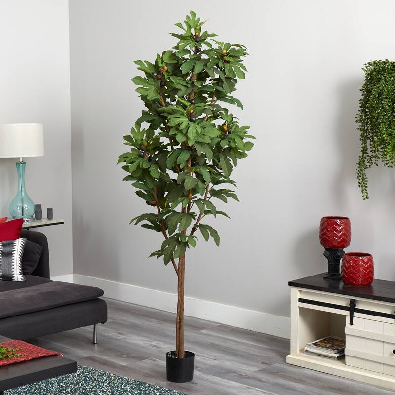 Artificial Fig Tree 81 Inch - Realistic Indoor Ficus Tree with Brown Trunk - Home Office Living Room Decor