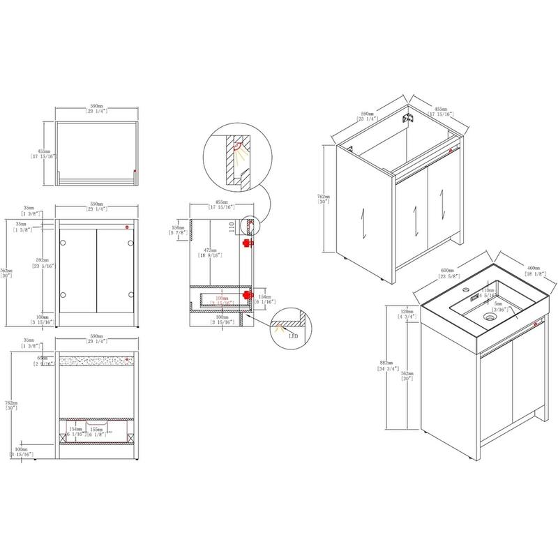 Blossom 48" All Wood Freestanding Bathroom Vanity with Acrylic Sink