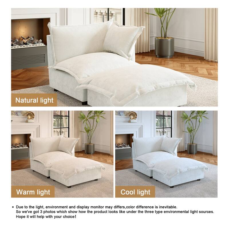 Modern Cloud Chaise Longue Accent Chair with Ottoman set