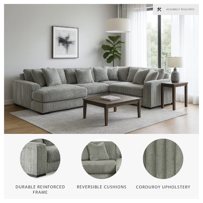 Signature Design by Ashley Lindyn 4-Piece Sectional with Chaise - 133"W x 92"D x 38"H