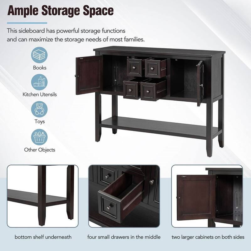 Elegant Storage Dresser with 4 Small Drawers and Bottom Shelf for Bedroom