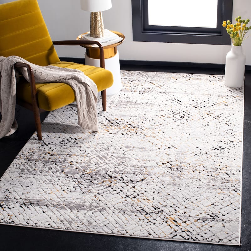 SAFAVIEH Amalfi Tieke Contemporary Abstract Rug - 9' x 12' - Cream/Charcoal