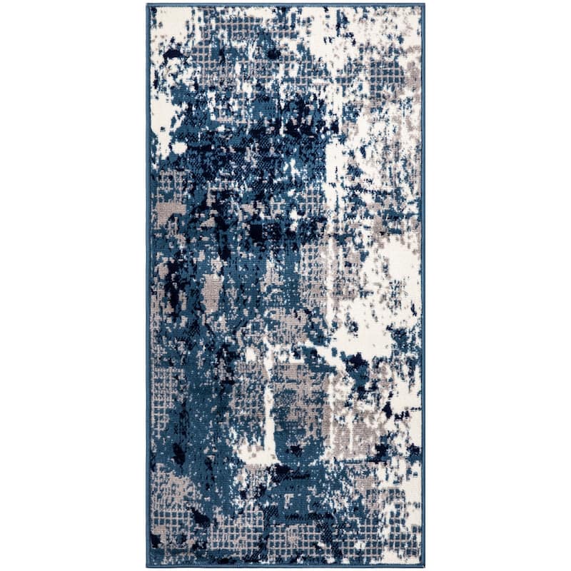 Nourison Grafix Indoor Blue Abstract Area Rug - 3' x 5' - Blue