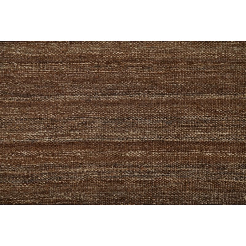 Brown Striped Kilim Persian Area Rug Handmade Wool Carpet - 4'10"x 6'7"
