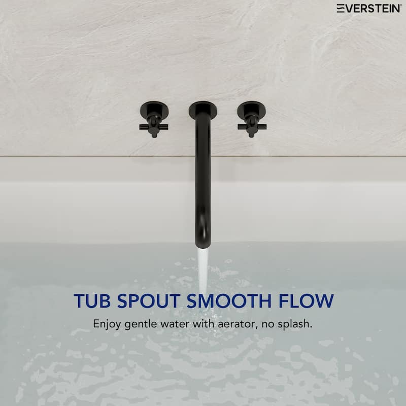Double Handle Wall Mounted Tub Filler High Flow Tub Faucet Trim